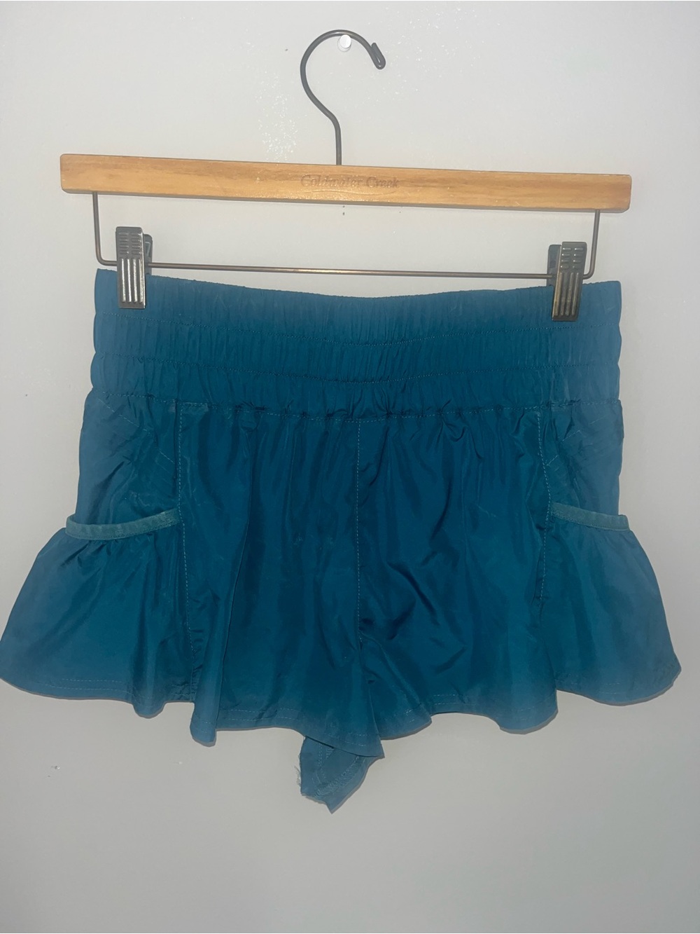 FREE PEOPLE Teal Ruffle Active Shorts